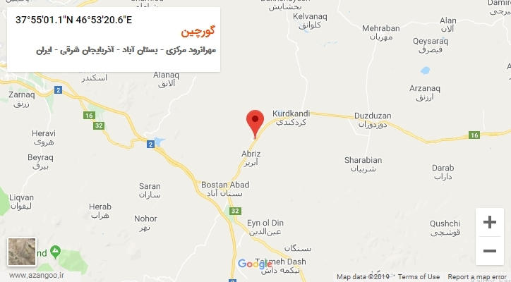 روستای گورچین بر روی نقشه