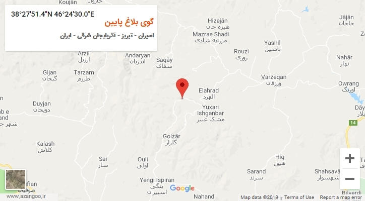 روستای گوی بلاغ پایین بر روی نقشه