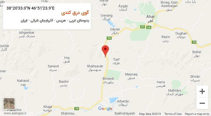 روستای گوی درق کندی بر روی نقشه