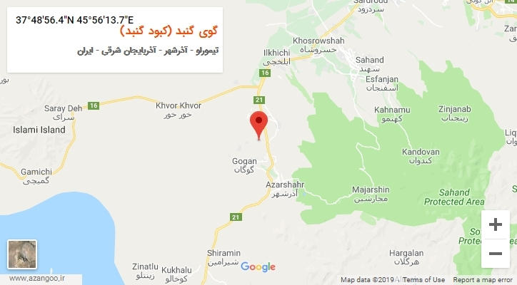 روستای گوی گنبد (کبود گنبد) بر روی نقشه
