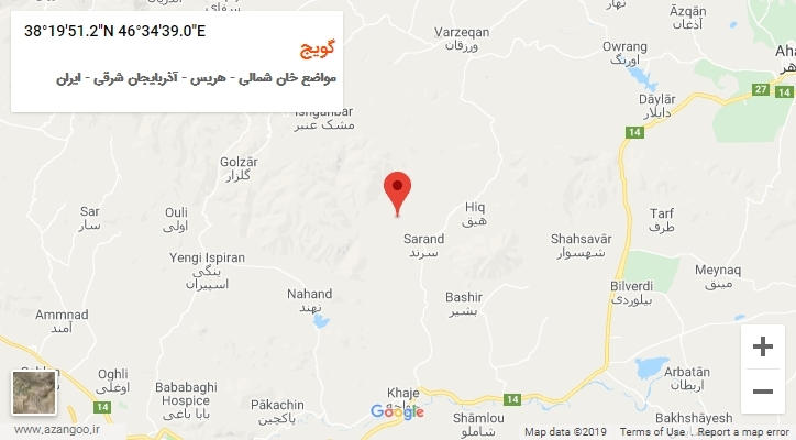 روستای گویج بر روی نقشه
