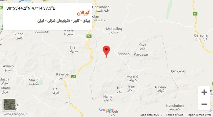 روستای گوزالان بر روی نقشه