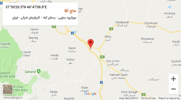 روستای حاج آقا بر روی نقشه