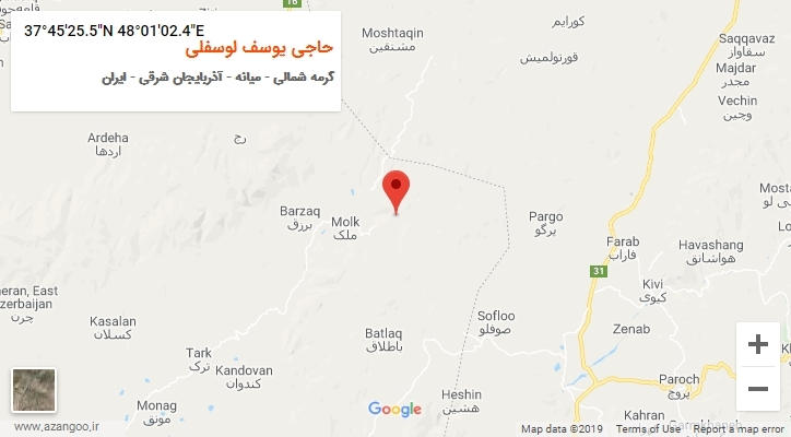 روستای حاجی یوسف لوسفلی بر روی نقشه