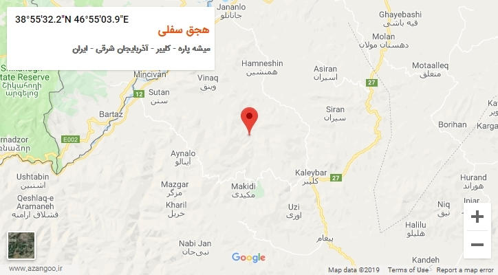 روستای هجق سفلی بر روی نقشه