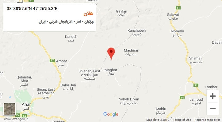 روستای هلان بر روی نقشه