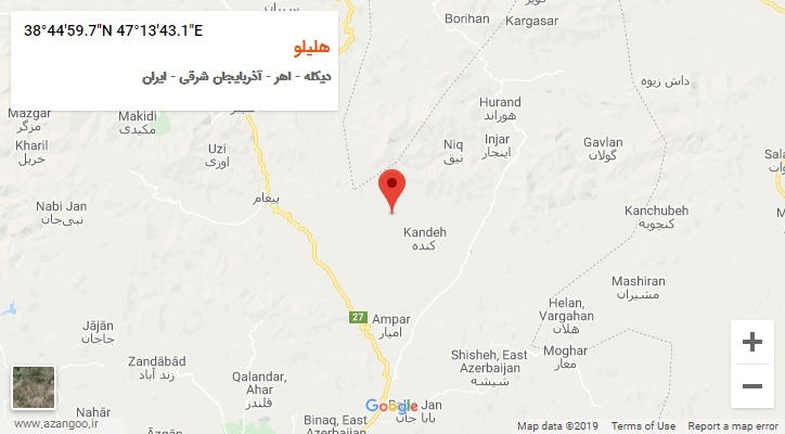 روستای هلیلو بر روی نقشه