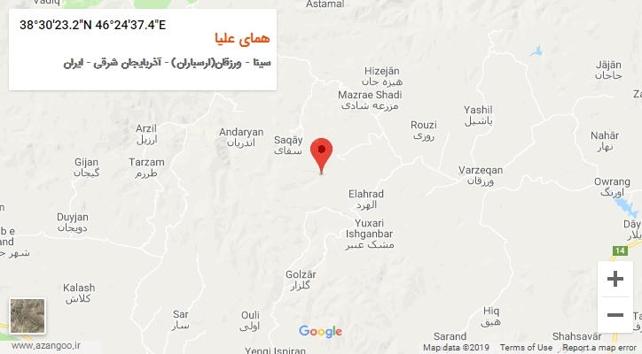 روستای همای علیا بر روی نقشه