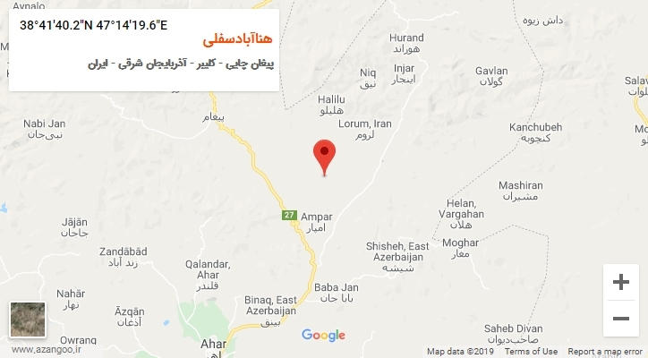 روستای هناآبادسفلی بر روی نقشه