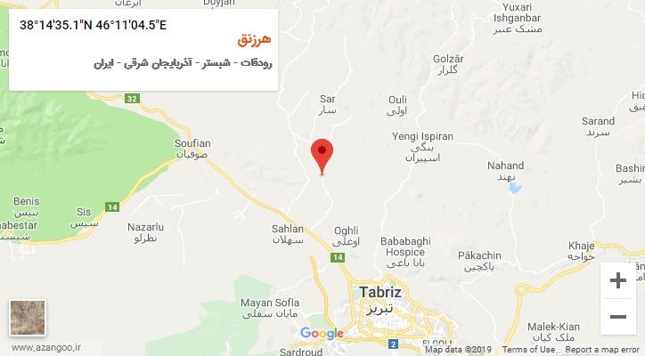 روستای هرزنق بر روی نقشه