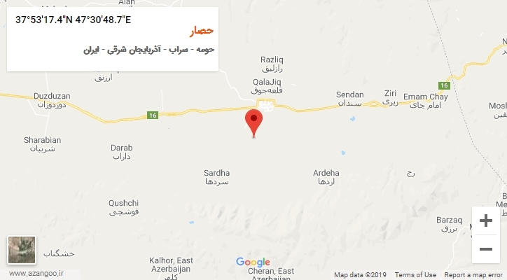 روستای حصار بر روی نقشه
