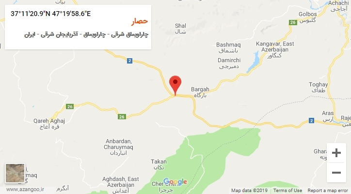 روستای حصار بر روی نقشه