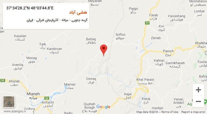 روستای هشی آباد بر روی نقشه