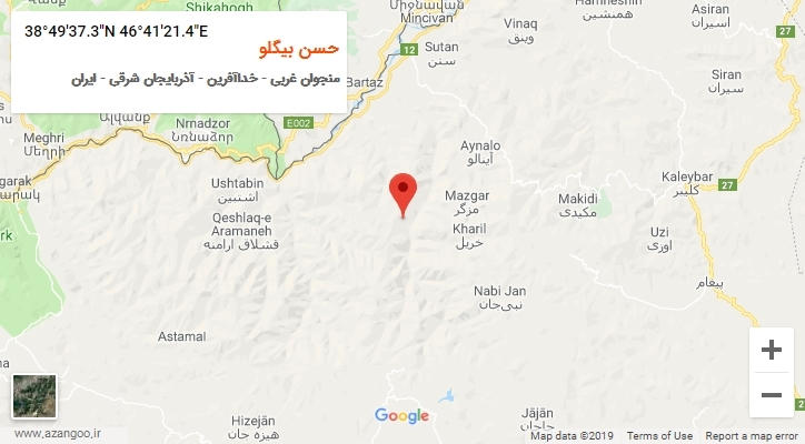 روستای حسن بیگلو بر روی نقشه
