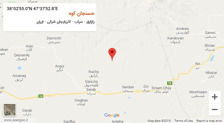 روستای حسنجان کوه بر روی نقشه