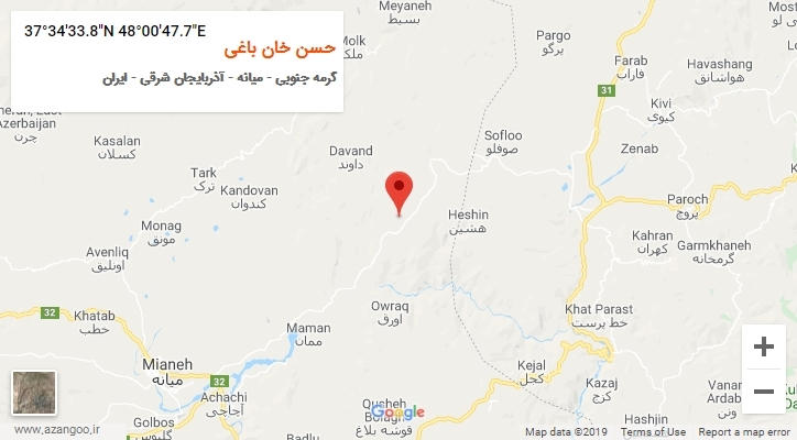 روستای حسن خان باغی بر روی نقشه