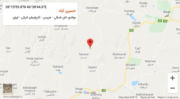 روستای حسین آباد بر روی نقشه