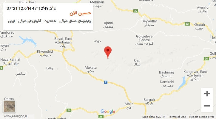 روستای حسین الان بر روی نقشه