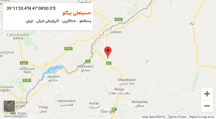 روستای حسینعلی بیگلو بر روی نقشه