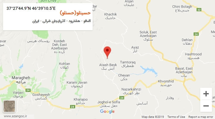 روستای حسینلو(حسنلو) بر روی نقشه