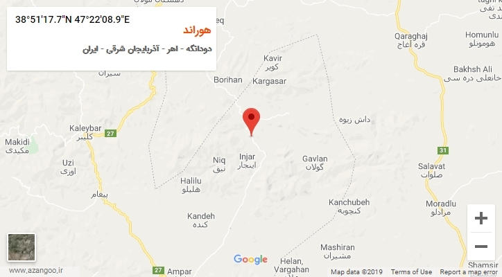 روستای هوراند بر روی نقشه