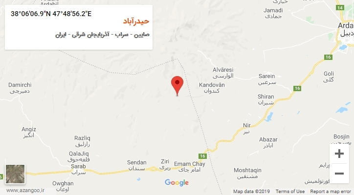 روستای حیدرآباد بر روی نقشه