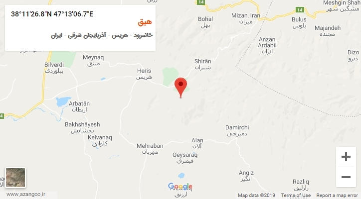 روستای هیق بر روی نقشه
