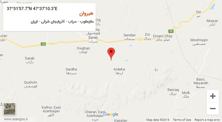 روستای هیروان بر روی نقشه