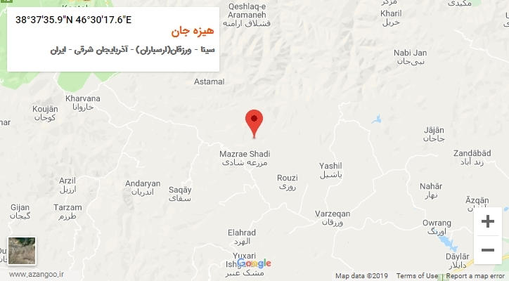 روستای هیزه جان بر روی نقشه