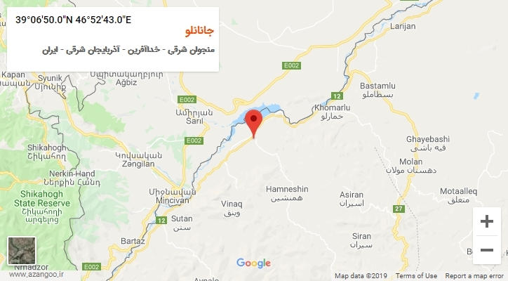 روستای جانانلو بر روی نقشه