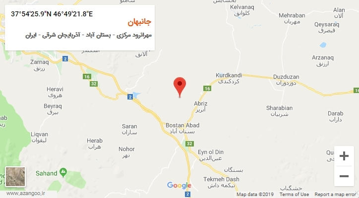 روستای جانبهان بر روی نقشه
