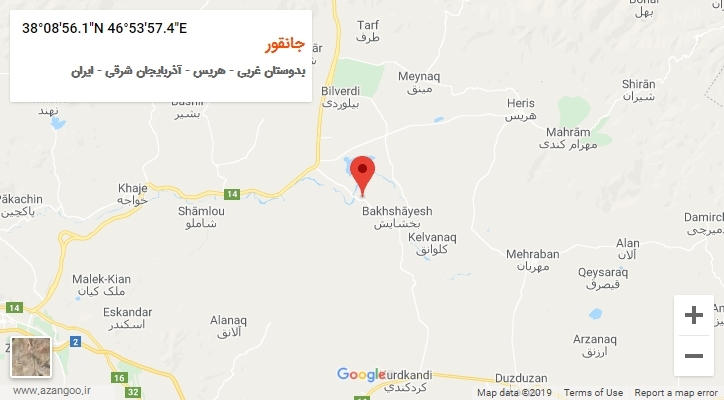 روستای جانقور بر روی نقشه