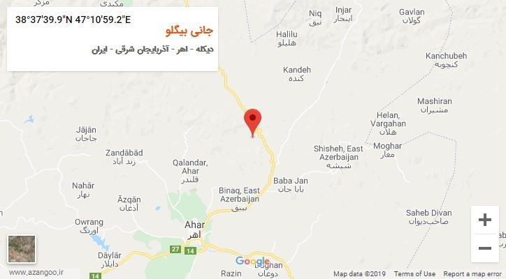 روستای جانی بیگلو بر روی نقشه