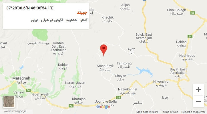 روستای جبیند بر روی نقشه