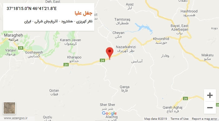 روستای جغل علیا بر روی نقشه