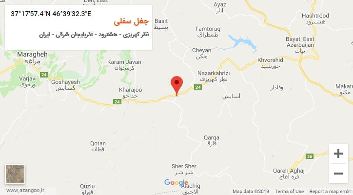 روستای جغل سفلی بر روی نقشه