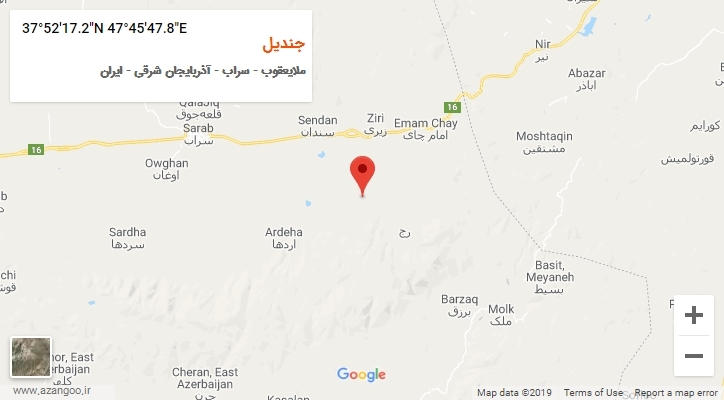 روستای جندیل بر روی نقشه