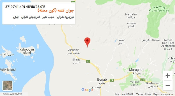 روستای جوان قلعه (گون محله) بر روی نقشه