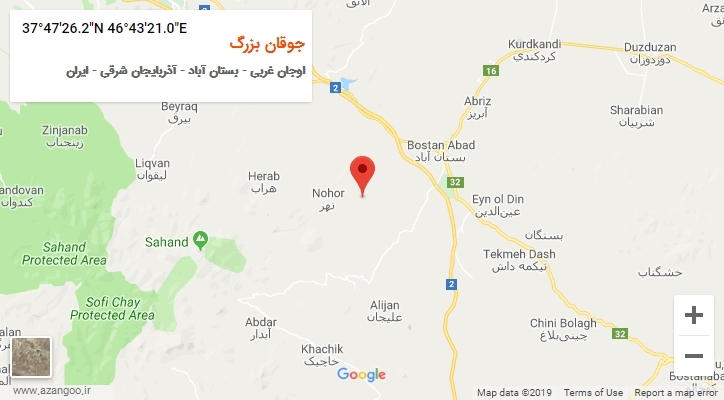 روستای جوقان بزرگ بر روی نقشه