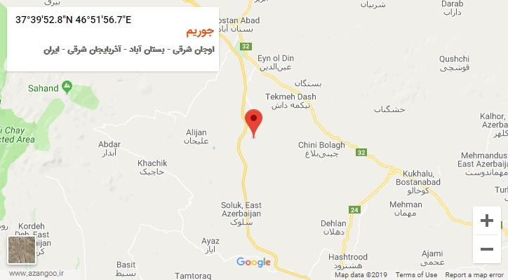 روستای جوریم بر روی نقشه