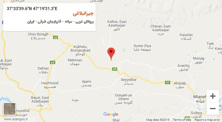 روستای جیرانبلاغی بر روی نقشه