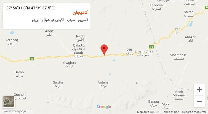 روستای کادیجان بر روی نقشه