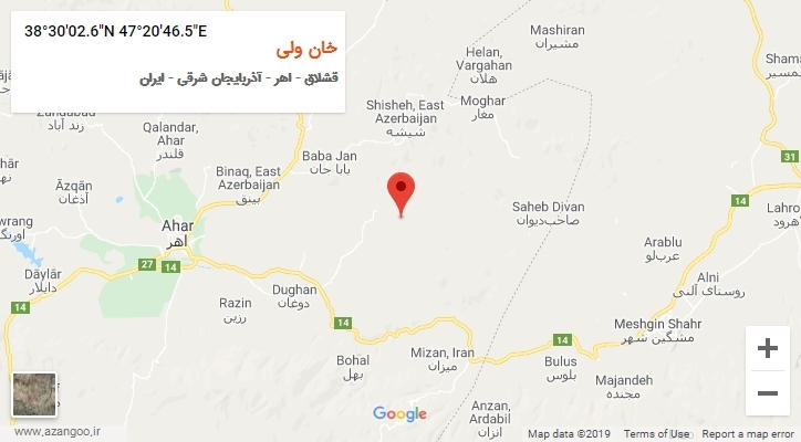 روستای خان ولی بر روی نقشه
