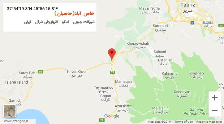 روستای خاص آباد(خاصبان) بر روی نقشه