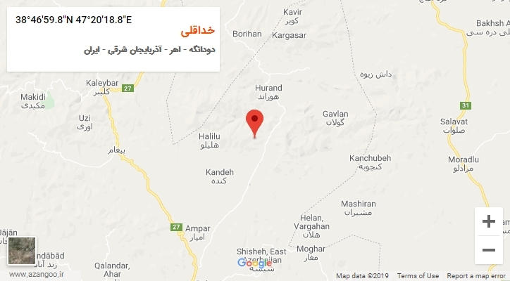روستای خداقلی بر روی نقشه
