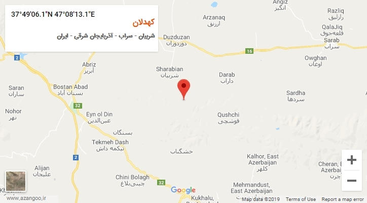 روستای کهدلان بر روی نقشه