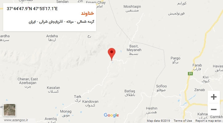 روستای خناوند بر روی نقشه