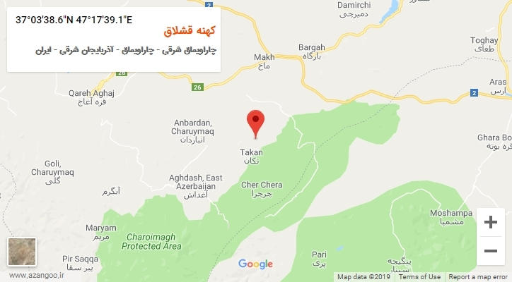 روستای کهنه قشلاق بر روی نقشه