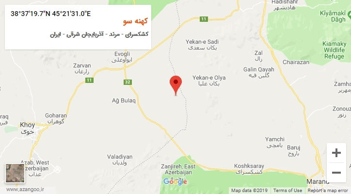 روستای کهنه سو بر روی نقشه