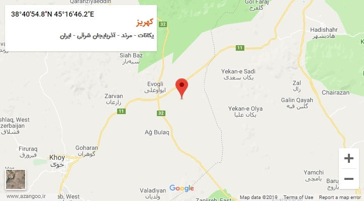 روستای کهریز بر روی نقشه